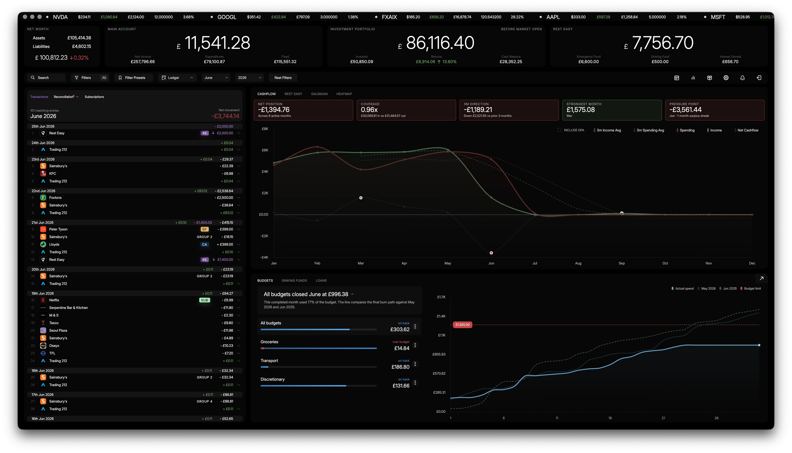 Vardon on desktop, with your accounts and financial insights in one workspace.